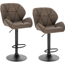 Woltu Barhocker 2er Set, Barstuhl Tresenhocker aus Kunstleder Stahl, Dunkelbraun