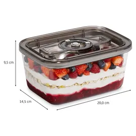 CASO Design Vakuum-Frischebehälter rechteckig schwarz 14,5 x 20 x 9,5 cm 1,5 l 3-teiliges Set