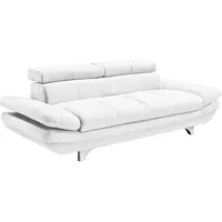 Mivano 3er-Ledersofa Enterprise / Dreisitzer Kunstleder-Couch mit Armteilfunktion und Kopfteilverstellung / 233 x 72 x 104 / Lederimitat, weiß
