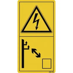 Ausreichenden Abstand zu elektrischen ..., Folie, 50x96 mm, 10 Stück/Bogen
