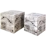 Homestyle4u Beistelltisch, Grau, Holz, 45x45x45 cm, Wohnzimmer, Wohnzimmertische, Beistelltische