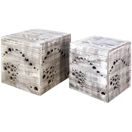 Homestyle4u Beistelltisch, Grau, Holz, 45x45x45 cm, Wohnzimmer, Wohnzimmertische, Beistelltische