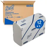 Scott Essential Papierhandtücher 6656 – Narrowfold-Handtuchpapier – 12 Clips x 340 weiße Papierhandtücher (insges. 4.080)