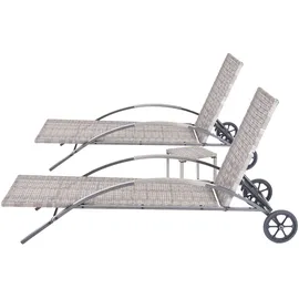 Mendler HWC-E27 2er-Set Sonnenliege 200 x 70 x 30 cm Grau