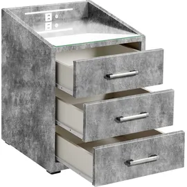 ed exciting design Nachtkonsole MOON Nachttisch Boxspringbett, Infinity grau - Funktionaler Nachtschrank mit LED-Beleuchtung und USB-Anschluss (B/H/T)