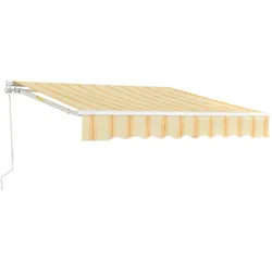 DELUKE® Gelenkarmmarkise 300x250cm - mit Handkurbel | Terrassenmarkise Klemmmarkise Balkonmarkise Sonnenmarkise Sonnenschutz  | Gelb