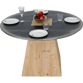 MCW Esstisch MCW-L76, Tisch Esszimmertisch, rund Industrial Massiv-Holz MVG-zertifiziert 74x120cm, natur mit Metall-Optik