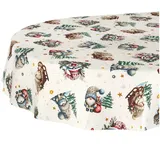 ANRO Tischdecke Weihnachten abwaschbare Weihnachtstischdecke (Einzelstück 1-tlg), Schmutzabweisend Weihnachten Grün Oval 160x140cm grün Oval | 140 cm x 160 cm