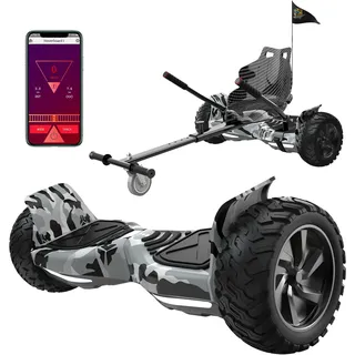 RCB Hoverboards SUV mit Sitz Hoverboards Off-Road, App-fähige Bluetooth Hoverboards, 8,5 '' Hummer + Hoverkart Go Kart für Self Balancing hoverboards, Geschenk für Kinder (Armeegrün + Schwarz)