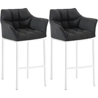 CLP 2er Set Barhocker Damaso Stoff mit Vierfußgestellen dunkelgrau/weiß