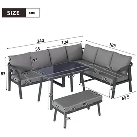 Okwish Gartenlounge-Set 8-tlg. grau