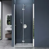 doporro Nischentür Nischenfalttür Teramo26 100x190cm Falttür Links ESG-Sicherheitsglas Klarglas inkl. beidseitiger Easy-Clean-Beschichtung