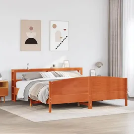 vidaXL Massivholzbett 180 x 200 cm Wachsbraun