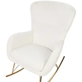Beliani Schaukelsessel ANASET Bouclé 74 x 99 x 99 cm Weiß/Gold