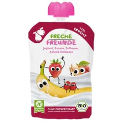erdbär Freche Freunde Quetschie Joghurt, Banane, Erdbeere, Apfel & Himbeere bio