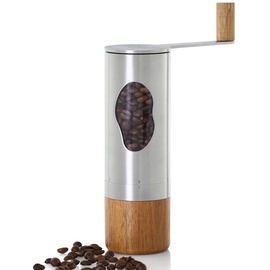 AdHoc MRS. BEAN Kaffeemühle - hellgrau - Mühle: Höhe 21,8 cm - Ø 6 cm, mit Kurbel: Ø 14,6 cm