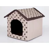 Hobbydog Hundehütte Hundehöhle Tierbett mit Reißverschlussdach, faltbar und pflegeleicht, Schaumstoffwände, wasserabweisend, 6 Größen beige R3 46x52x53 cm