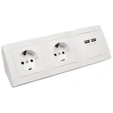 McPower Aufbau Steckdosenblock Flair 2-fach Schutzkontakt | 2x USB, 5V | 2,4A, weiß