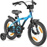 PROMETHEUS BICYCLES Kinderfahrrad 16 Zoll ab 5 Jahre mit Stützräder und Rücktritt BLAU|SCHWARZ|himmelblau 16"