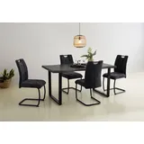 HELA Esstisch GISELLE Baumkantentisch, Küchentisch, Kufengestell Metall, Industrial Design, 140 - 200 cm Breite, 2 Farben grau 160 cm x 76 cm x 90 cm