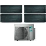 Bluevolution Quadri Split Inverter Klimagerät Serie stylish real blackwood 9+9+9+12 mit 4MXM80N R-32 Wi-Fi Integrated 9000+9000+12000 Farbe Schwarz