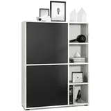 Vladon Highboard 79 x 105,5 x 35,5 cm Weiß matt / Schwarz matt