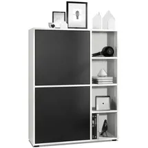 Vladon Highboard 79 x 105,5 x 35,5 cm Weiß matt / Schwarz matt
