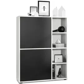 Vladon Highboard 79 x 105,5 x 35,5 cm Weiß matt / Schwarz matt