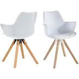 SalesFever Armlehnstuhl, 2er Set mit Kunststoffschale - Weiß