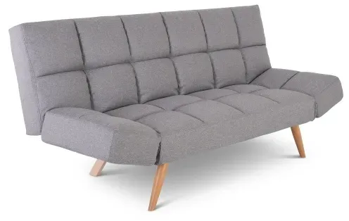Schlafsofa, 2-Sitzer, mit Gästebett-Funktion, klappbare 2-in-1-Funktion: Sofa und Gästebett, Metallbeine, Stoff in Hellgrau, Raburg Yara