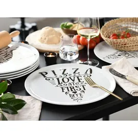 CreaTable Pizzateller Set IN LOVE 33 cm schwarz/weiß 6er Set