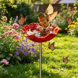 2026 Neue Blumen Vogeltränke Gartenstecker aus Metall,Vogeltränke Blume BienenVogeltränke,insektentränke Garten,Vogelfutterhaus Gartenfiguren & Gartenstatuen Gartendeko für Hof, Terrasse (1 Stück)