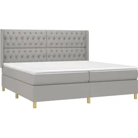 vidaXL Boxspringbett mit Matratze & LED Hellgrau 200x200 cm Stoff
