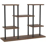 STILVORA Pflanzenständer Blumenregal 80x24x62 cm mit 4 Etagen, platzsparende Blumentreppe für Innen und Außen, Stahlrahmen, Holzböden, Anthrazit