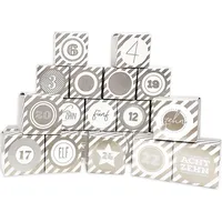 Frau WUNDERVoll® DIY Adventskalender Vorfreude zum Befüllen,Faltschachteln silber Streifen