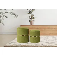 Kayoom Sitzhocker »Hocker Milas 2er-Set, Praktischer und versteckter Stauraum« Set, 2 Stk. tlg. stapelbar, mit Stauraum, Edelstahlsockel, Farbenfroh unaufdringlich, grün