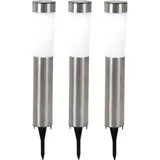 GLOBO Solarleuchten Stecklampen Solarlampen LED Erdspieß Gartenleuchten Weglampen Edelstahl weiß Außen 3er Set