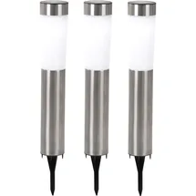 GLOBO Solarleuchten Stecklampen Solarlampen LED Erdspieß Gartenleuchten Weglampen Edelstahl weiß Außen 3er Set