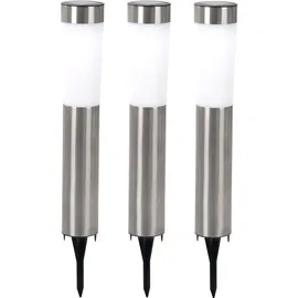 GLOBO Solarleuchten Stecklampen Solarlampen LED Erdspieß Gartenleuchten Weglampen Edelstahl weiß Außen 3er Set