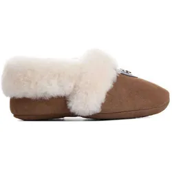 Regina Damen Lammfell-Slipper mit Gummipads, Braun (Chestnut)