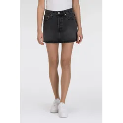 Jeansrock LEVI'S "ICON SKIRT", Damen, Gr. 25, schwarz mirror, Denim/Jeans, Obermaterial: 100% Baumwolle, casual, kurz, Röcke, mit Used-Effekten und ausgefransten Kanten