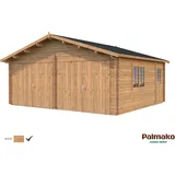 Palmako Holzgarage Roger mit Holztor Braun tauchgrundiert 575 cm x 510 cm