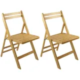 Packung mit 2 Klappstühlen aus natürlichem Bambusholz 42,5 x 47,5 x 79 cm O91