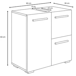 Badplaats Waschbeckenunterschrank Mars Weiß - 60 x 30 x 60 cm