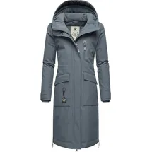 Ragwear Damen, Langer wasserdichter Parka mit Schlüsselanhänger Refutura Remake Grey Gr. 3XL - 3XL