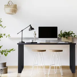 Relaxdays Tischkufen 2er Set, BxH: 80x72 cm, Metall Tischbeine Schreibtisch, Esstisch, Couchtisch, Industrial, schwarz