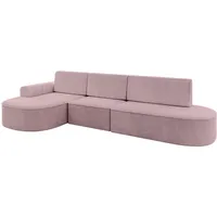 altdecor Eckcouch Cord 5-Sitzer Rosa