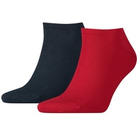 TOMMY HILFIGER Herren Sneaker Socken, 2er Pack - TH, Baumwolle, Uni, 39-49 Dunkelblau/Rot 43-46