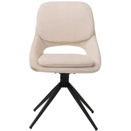 Mendler 2er-Set Esszimmerstuhl HWC-N73, Küchenstuhl, drehbar Auto-Return, Stoff/Textil Chenille (490g/m2) Öko-Tex ~ creme-beige