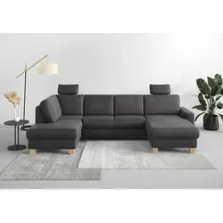 Wohnlandschaft HOME AFFAIRE "Summer U-Form", grau, B:314cm H:91cm T:170cm, 100% Polyester, Sofas, mit oder ohne Bettfunktion und Bettkasten, Cord-Bezug